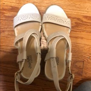 Worn once white wedges